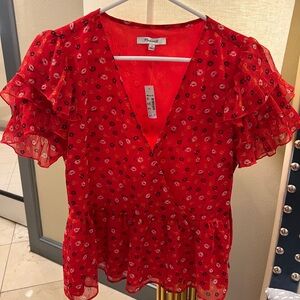 Madewell red blouse NWT
